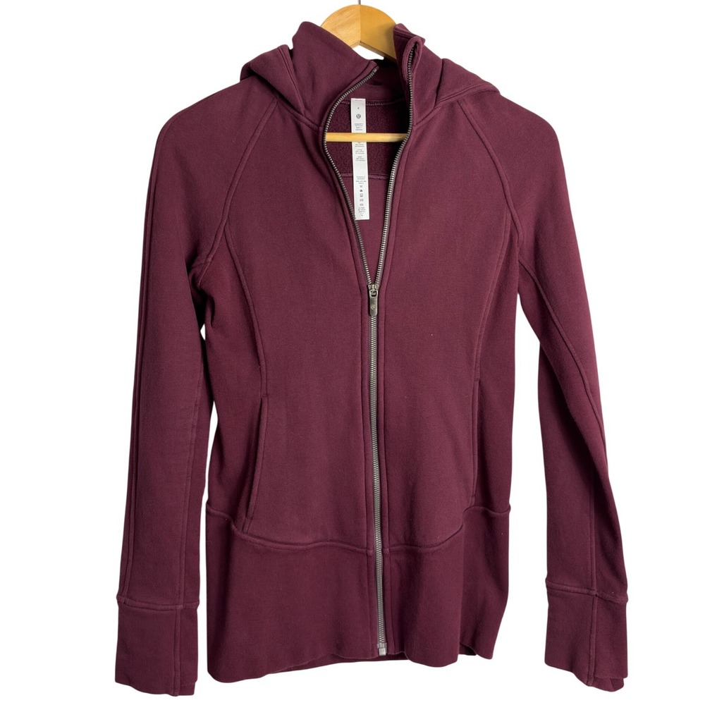 Lululemon Scuba Full Zip Hoodie Burgundy Plum Cotton Fleece Jacket sweatshirt 4